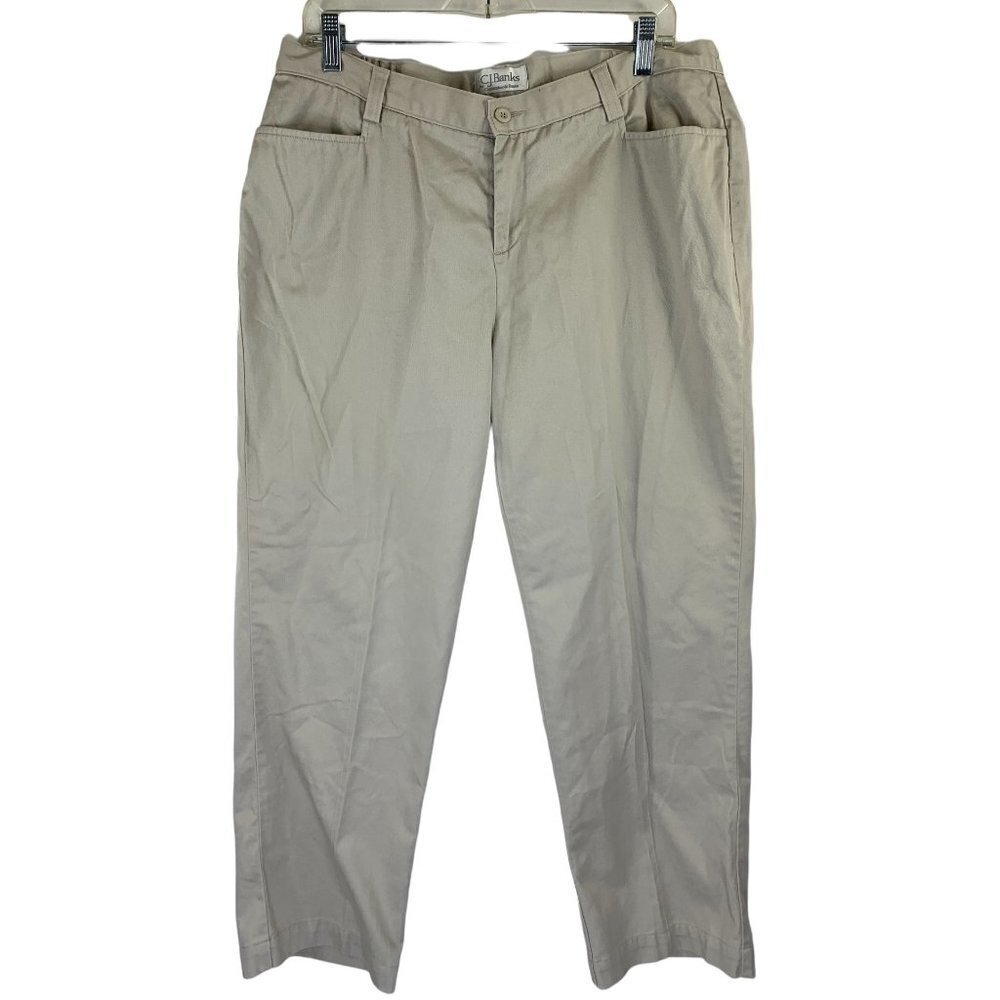 CJ Banks Women's Khaki Wrinkle Free Pants